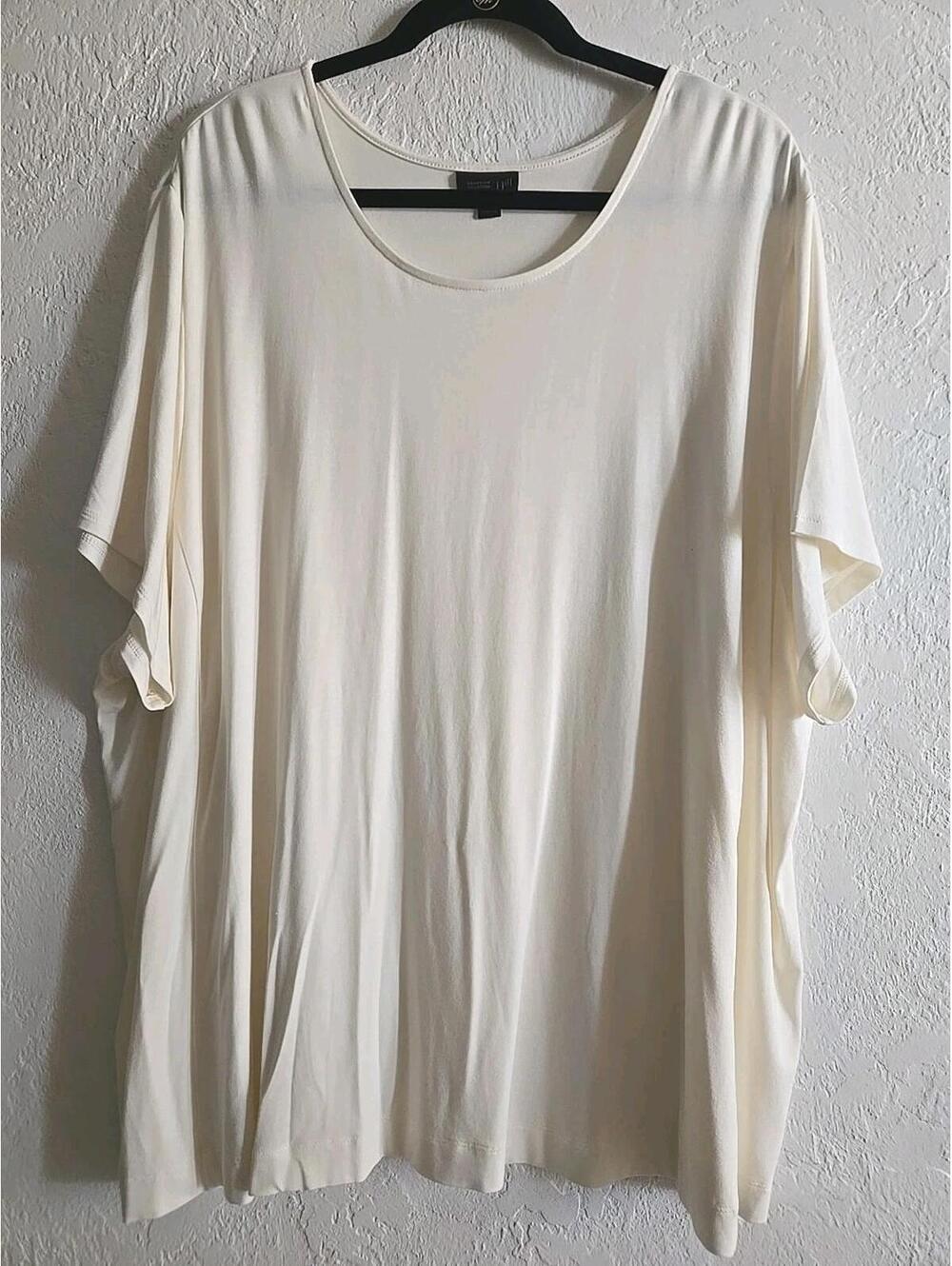 J Jill Stretch T-Shirt Women's 4X Off White Top Short Sleeve NEW